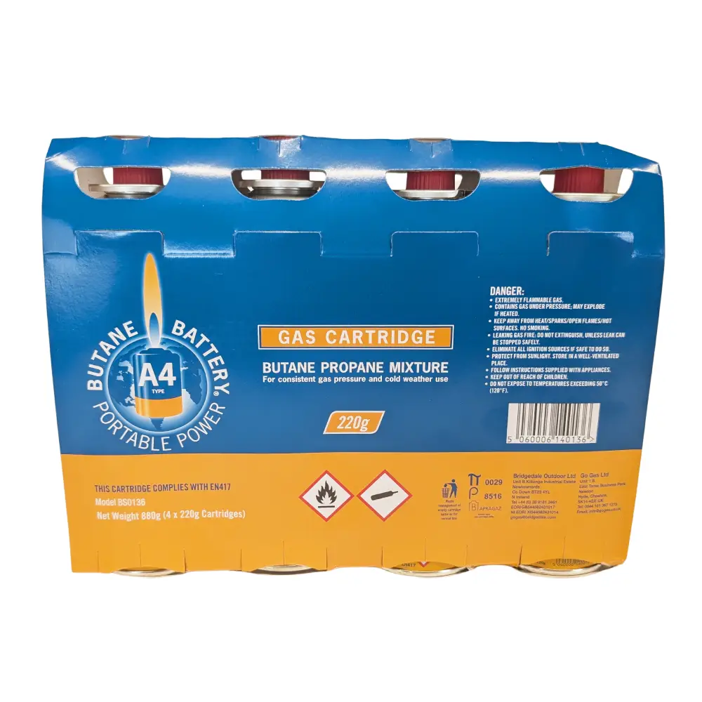 Bright Spark Butane Propane Gas Cartridge x 4 - Image 2